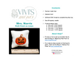 A product information card for the Vivi’s Minis Mrs. Norris Petit Point Pillow on Linen kit.