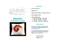 A  content sheet for 'Nautilus Petit Point on Linen' by Vivi's Minis, featuring a photo of a finished petit point pillow, a list of contents, stitch sizes, and blog links on a white background.